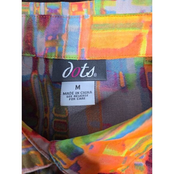 Vintage 2000s Y2K Neon Orange Geometric Semi Sheer Blouse - Picture 4 of 14